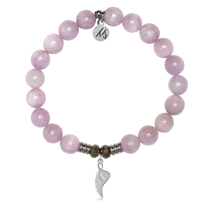 Kunzite Gemstone Bracelet with Angel Blessings Sterling Silver Charm