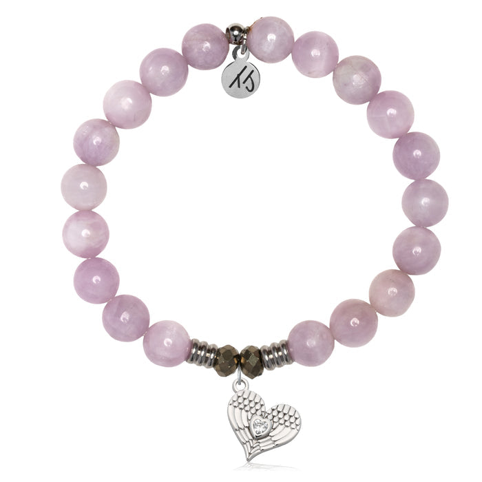 Kunzite Gemstone Bracelet with Angel Love Sterling Silver Charm