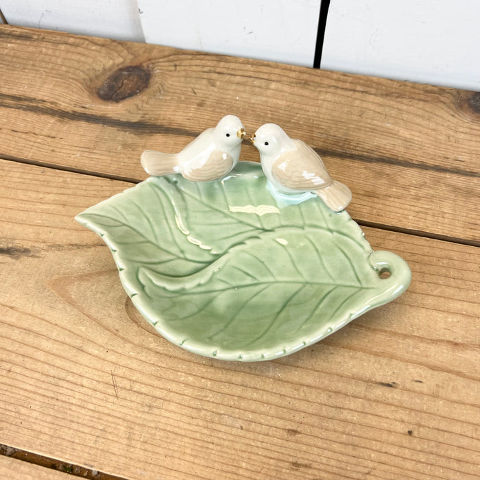 Leaf Dish with Birds