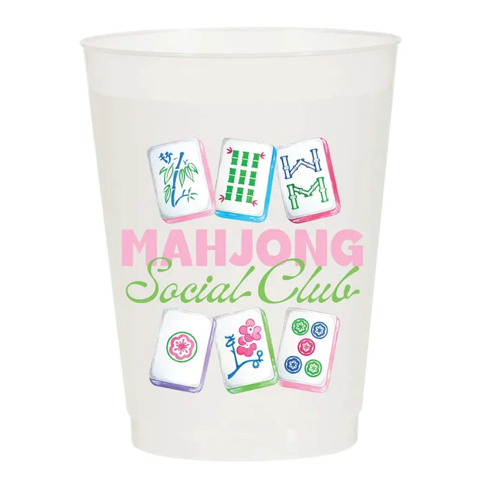 Sip Hip Hooray Mahjong Social Club Frosted Cups-Set of 6