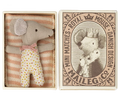 Maileg Sleepy Wakey Baby Mouse In Matchbox-Rose