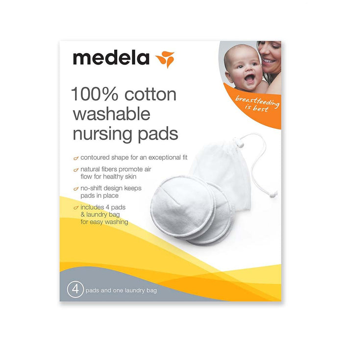Medela Nursing Pads 100% Cotton Washable Bra Pads, 4 Count-Breastfeeding-Medela-White-ANB Baby Store