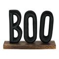 Metal Boo on Wood Block