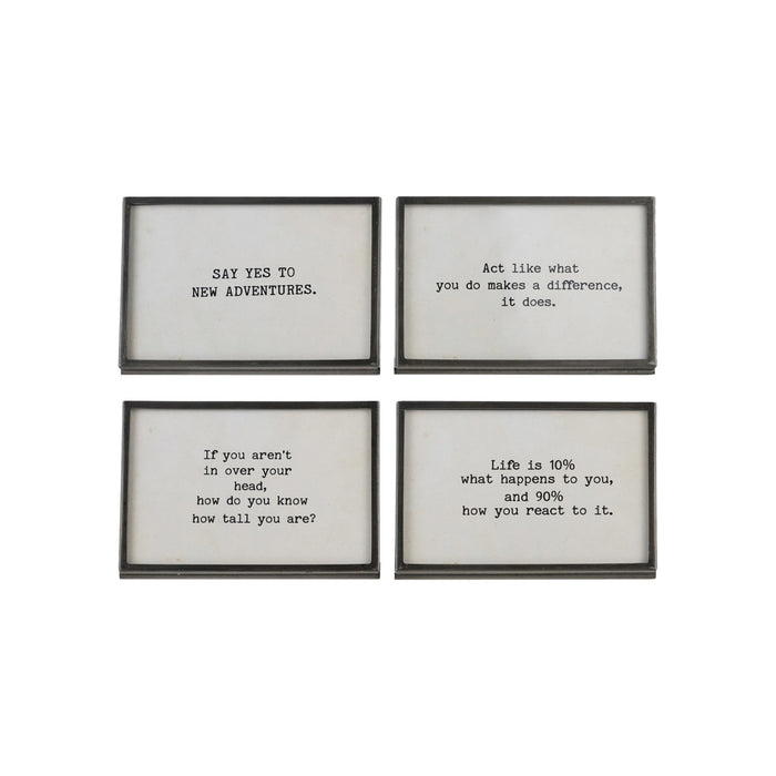 Metal & Glass Frame with Easel & Saying, Gunmetal Finish, 4 Styles