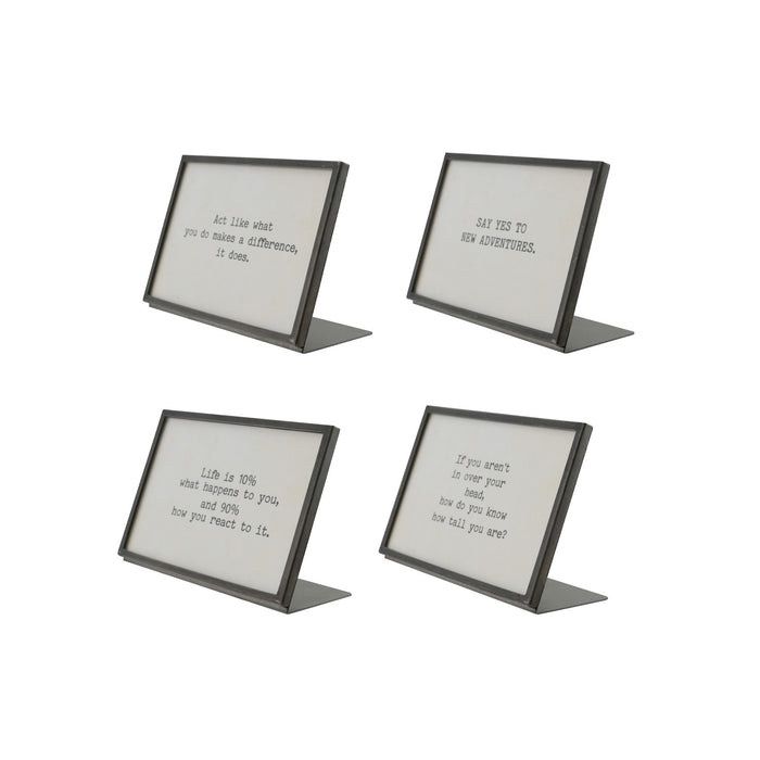 Metal & Glass Frame with Easel & Saying, Gunmetal Finish, 4 Styles