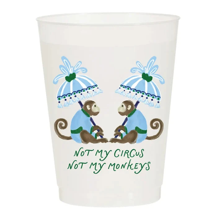 Sip Hip Hooray Not My Circus Not My Monkeys Frosted Cups-Set of 10