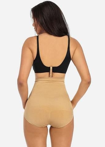 Nude High Waist Shapewear Panties with Bra Strap