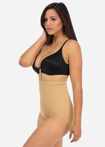 Nude High Waist Shapewear Panties with Bra Strap