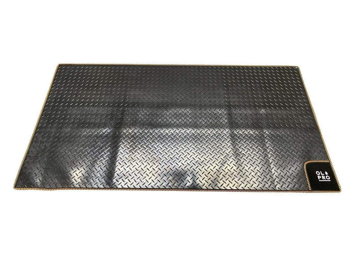 OLPRO - Awning Tunnel Mat 1500mm x 800mm Black Rubber with Orange Edge Trim | OM16
