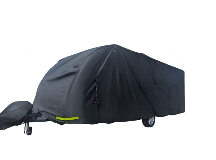 OLPRO - Breathable Waterproof 4Ply Caravan Cover with Free Hitch Cover Black ( 17 - 19ft ) | OL3342