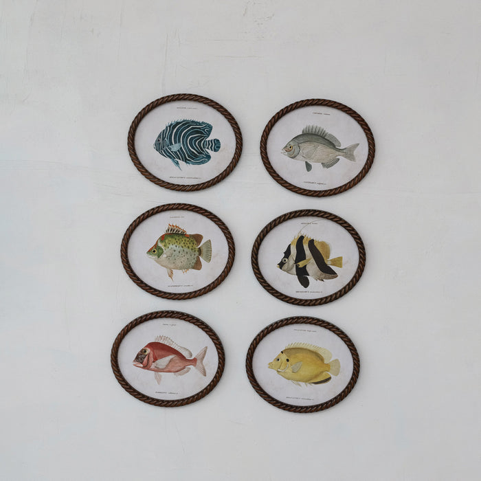 Oval Twisted Framed Glass Wall Fish Decor, 6 styles