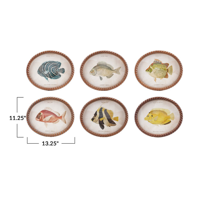 Oval Twisted Framed Glass Wall Fish Decor, 6 styles