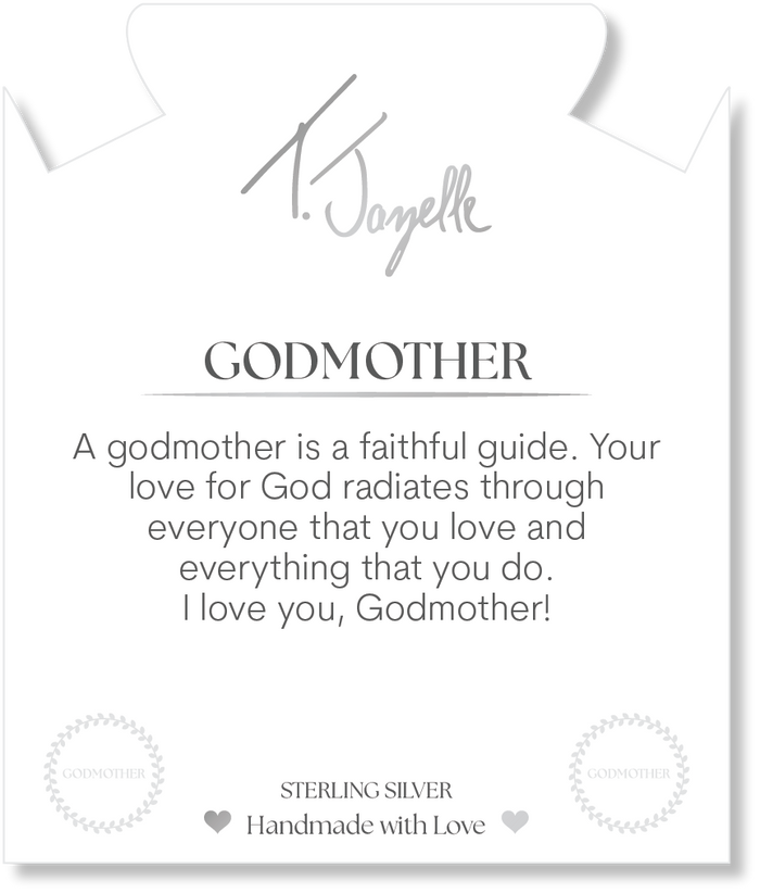 Pink Chalcedony Gemstone Bracelet with Endless Love Godmother Sterling Silver Charm