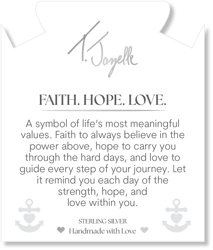 Pink Chalcedony Gemstone Bracelet with Faith Hope Love Sterling Silver Charm