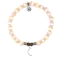 Pink Champagne Cats Eye Gemstone Bracelet with Friendship Moon Sterling Silver Charm