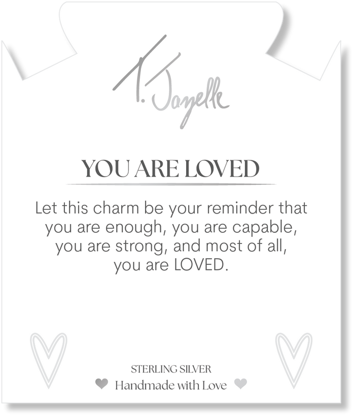 Pink Champagne Cats Eye Gemstone Bracelet with You Are Loved Sterling Silver Charm