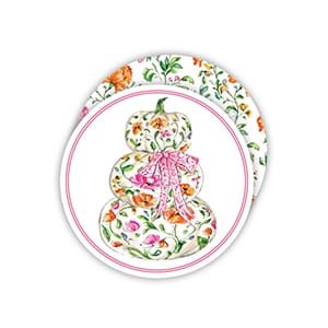 Rosanne Beck Pink & Green Floral Pumpkins Box Coasters