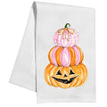 Rosanne Beck Pink & Orange Pumpkin Stack Kitchen Towel