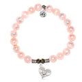 Pink Selenite Gemstone Bracelet with Angel Love Sterling Silver Charm