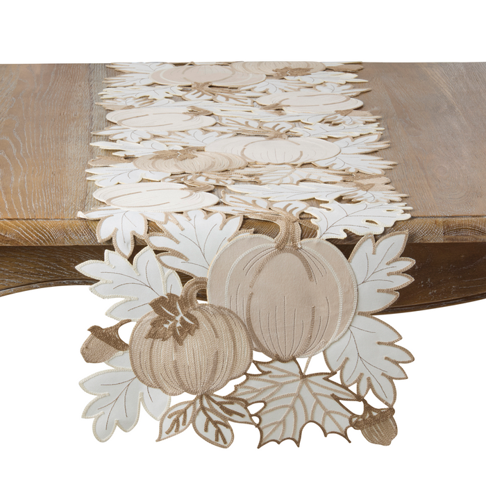 Pumpkins and Leaves Table Runner