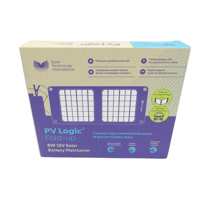 PV Logic - Fold Up 8W 12V Solar Battery Maintainer