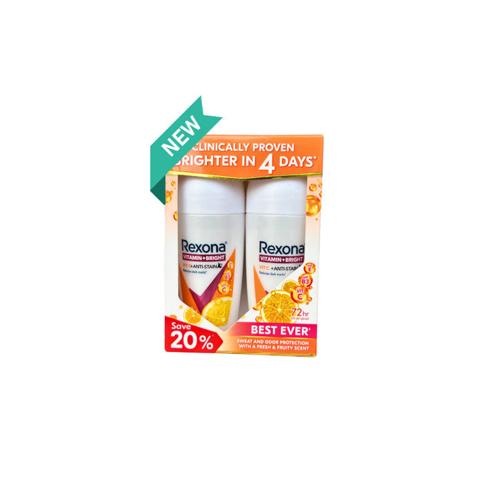 Rexona Deodorant Roll-On Women Vitamin C & Anti Stain (Twin