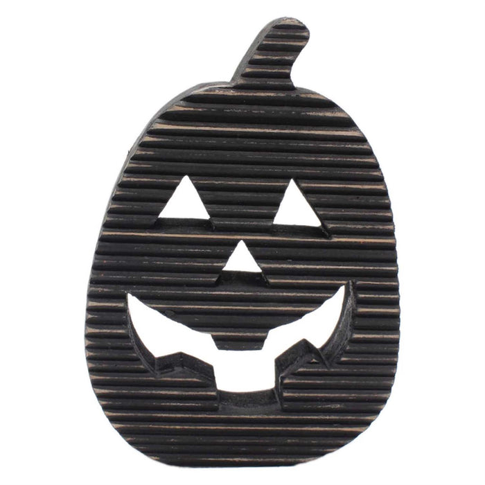 Ridged Wood Jack O Lantern, Orange or Black, 2 sizes