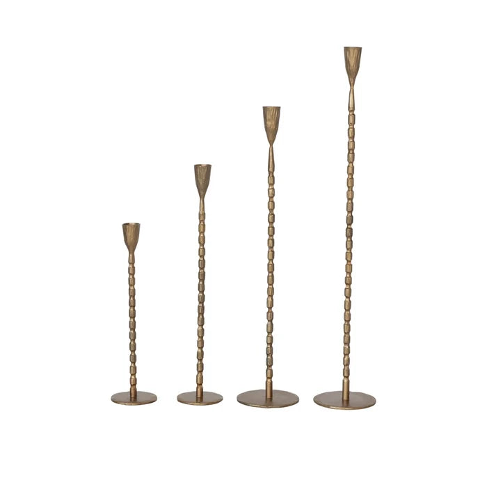Set of 4 Hand-Forged Cast Iron Taper Holders