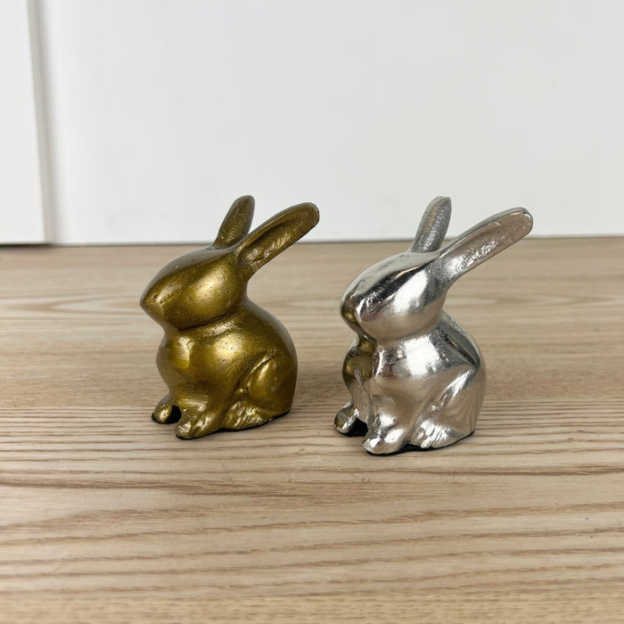 Small Silver and Gold Sitting Rabbit