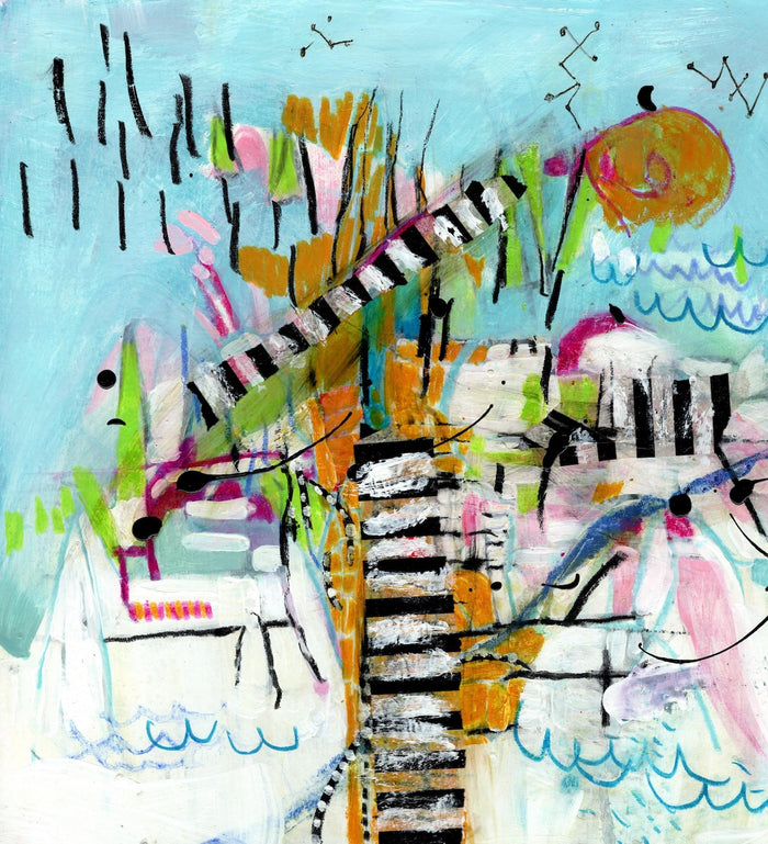 Watermedia painting, Steps and Ladders by Christine Alfery