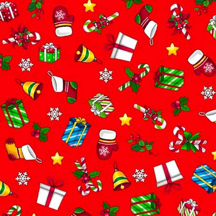 Table Runners & Placemats - Holiday Party Presents Tomato Red Cotton