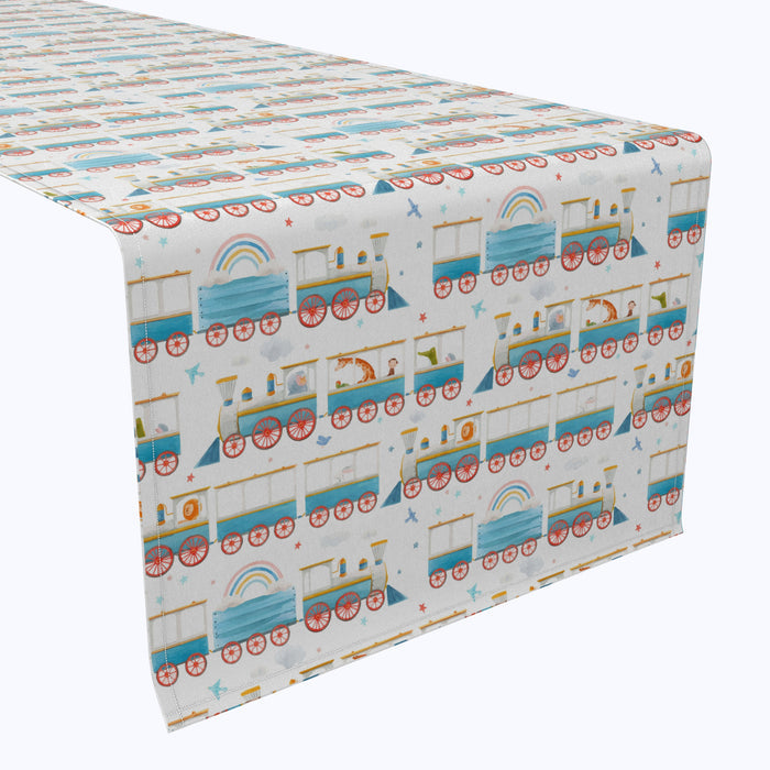 Watercolor Train & Zoo Animals Table Runners