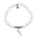 White Cats Eye Gemstone Bracelet with Believe in Yourself Sterling Silver Charm