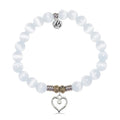 White Cats Eye Gemstone Bracelet with Love Within Sterling Silver Charm
