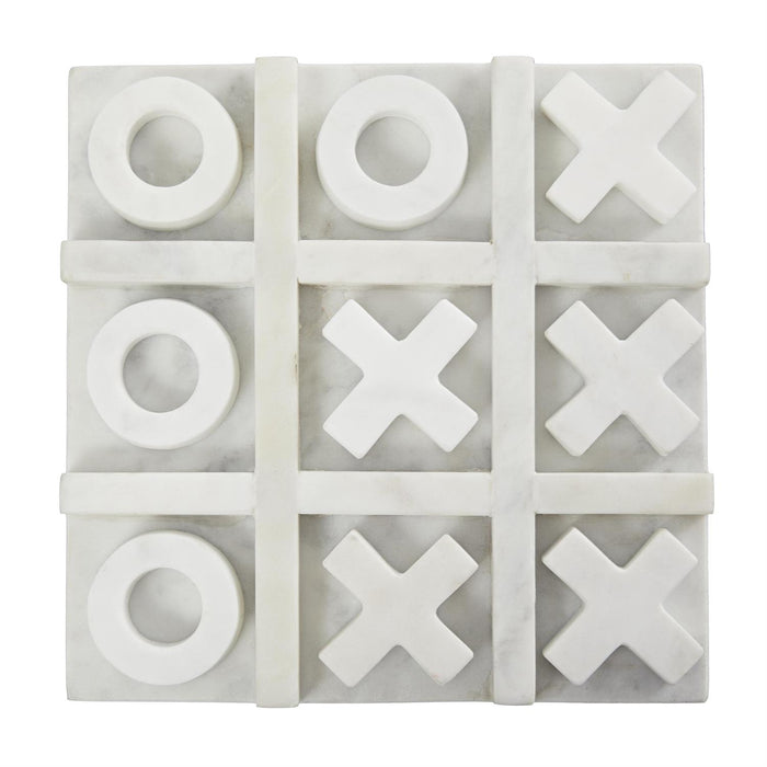 White Marble Tic Tac Toe Set