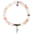 White Natural Agate Gemstone Bracelet with Angel Blessings Sterling Silver Charm