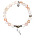 White Natural Agate Gemstone Bracelet with Believe in Yourself Sterling Silver Charm