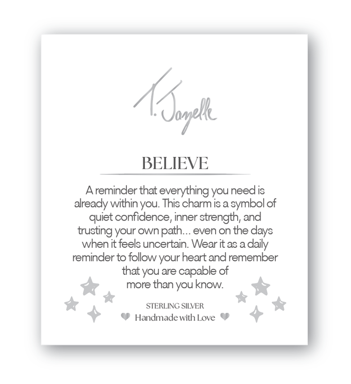 White Natural Agate Gemstone Bracelet with Believe in Yourself Sterling Silver Charm