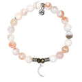 White Natural Agate Gemstone Bracelet with Friendship Moon Sterling Silver Charm