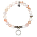 White Natural Agate Gemstone Bracelet with Good Karma Sterling Silver Charm