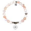 White Natural Agate Gemstone Bracelet with Happiness Sterling Silver Charm