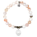 White Natural Agate Gemstone Bracelet with Resilience Sterling Silver Charm