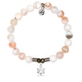 White Natural Agate Gemstone Bracelet with Shine Like A Diamond Sterling Silver Charm