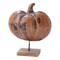 Wide Recycled Metal Pumpkin On Stand