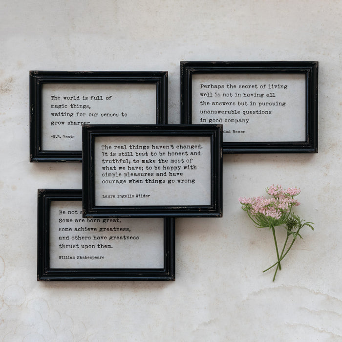 Wood Framed Wall Decor with Saying, 4 Styles